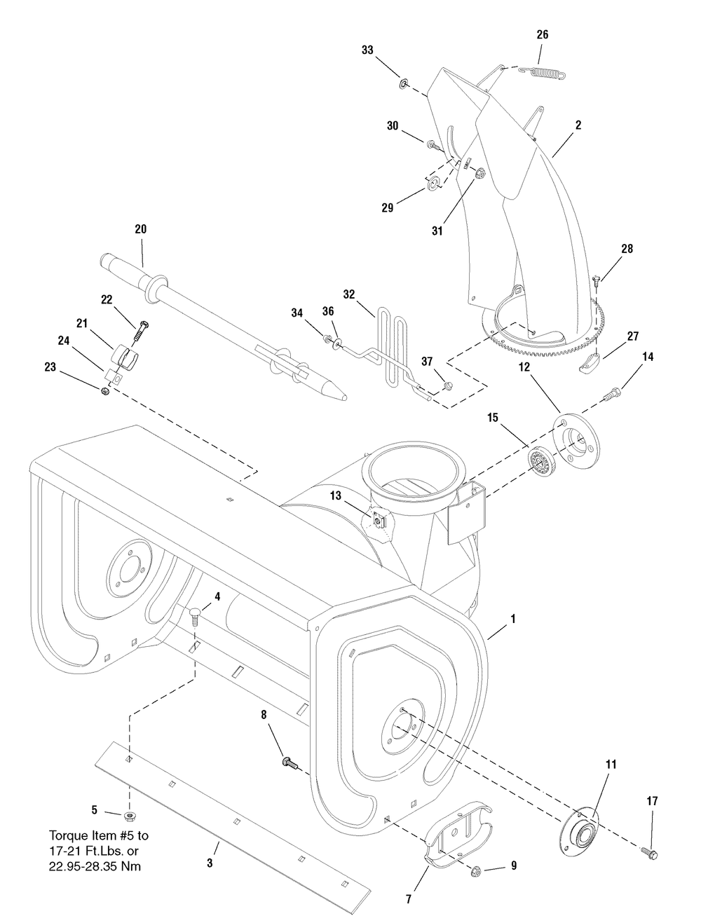 Auger Housing And Chute Group - 66, 71 And 81 Diagram and Parts List for 1695339-966D 2007 Briggs and Stratton Snow Blower
